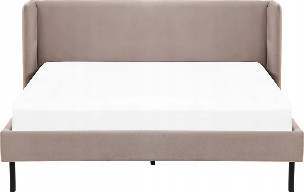 Beliani Dviejų vietų lova ARETTE 160 x 200 cm, smėlio pilkumo spalvos veliūras