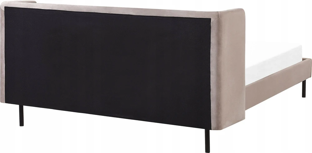Beliani Dviejų vietų lova ARETTE 160 x 200 cm, smėlio pilkumo spalvos veliūras