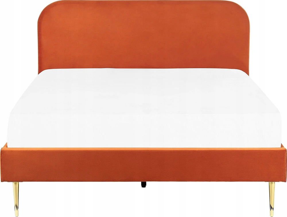 Beliani Velūrinė lova FLAYAT 160 x 200 cm oranžinė