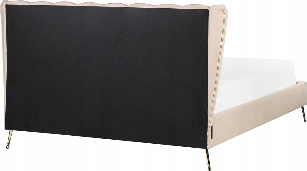 Beliani Velvetinė lova MIRIBEL 160 x 200 cm smėlio spalvos