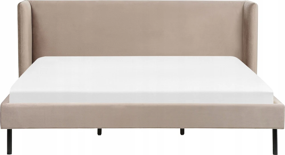Beliani Dvigulė aksominė lova ARETTE 180 x 200 cm smėlio spalvos