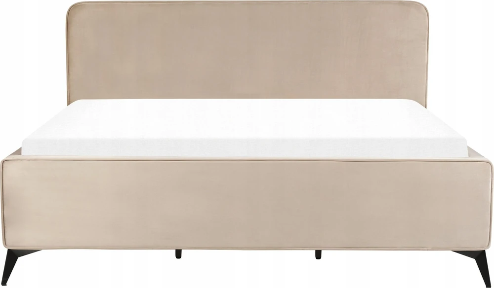 Beliani Velvetinė lova VALOGNES 180 x 200 cm smėlio pilkumo spalvos