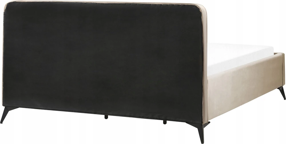 Beliani Velvetinė lova VALOGNES 180 x 200 cm smėlio pilkumo spalvos