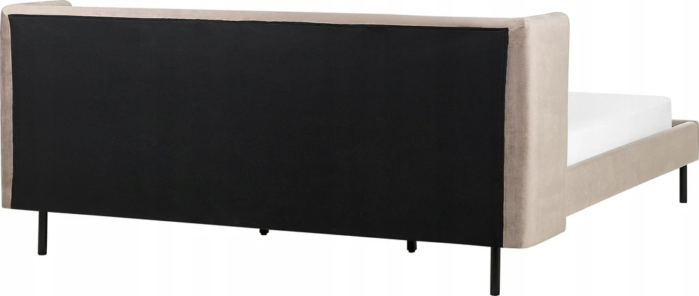Beliani Dvigulė aksominė lova ARETTE 180 x 200 cm smėlio spalvos