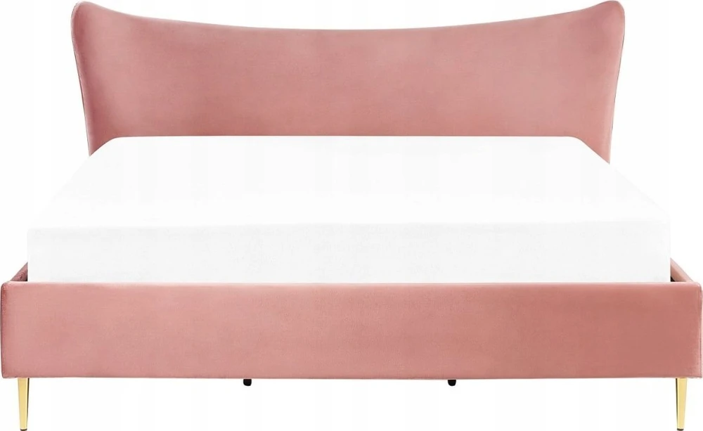 Beliani Velvetinė lova CHALEIX 180 x 200 cm persiko spalvos