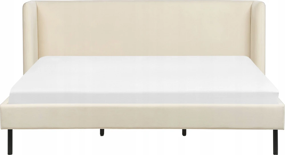 Beliani Dviejų asmenų lova Velvet ARETTE 180 x 200 cm šviesiai smėlio spalvos