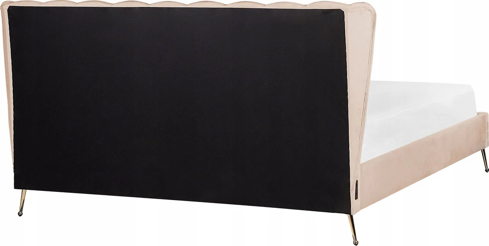 Beliani Viengulė aksominė lova MIRIBEL 180 x 200 cm, smėlio spalvos
