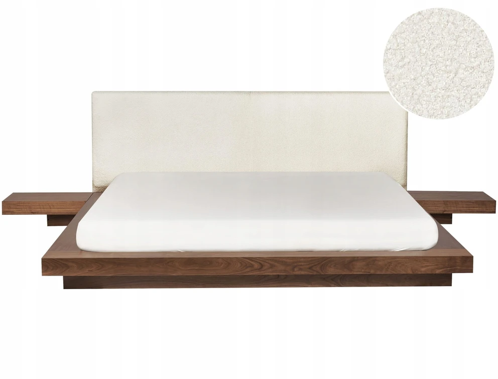 Beliani Vandeninė lova Boucle ZEN 180 x 200 cm ruda uosio spalva