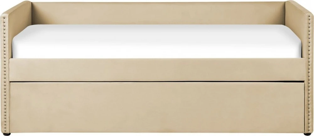 Beliani Ištraukiama lova TROYES 90 x 200 cm, smėlio spalvos