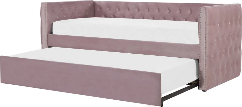 Išskleidžiama dvigulė lova 90x200, spalva: rusvas veliūras