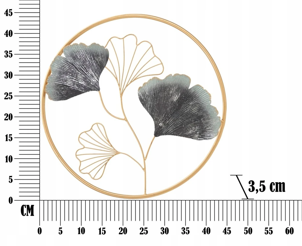 Beliani Sieninė plokštė metalinė FLOWER, auksinė, Ø 45,5 cm
