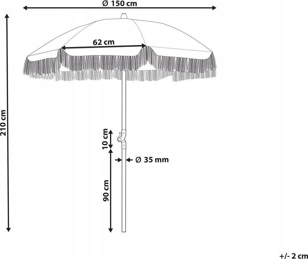 Beliani Sodo skėtis 150 cm MONDELLO žalias