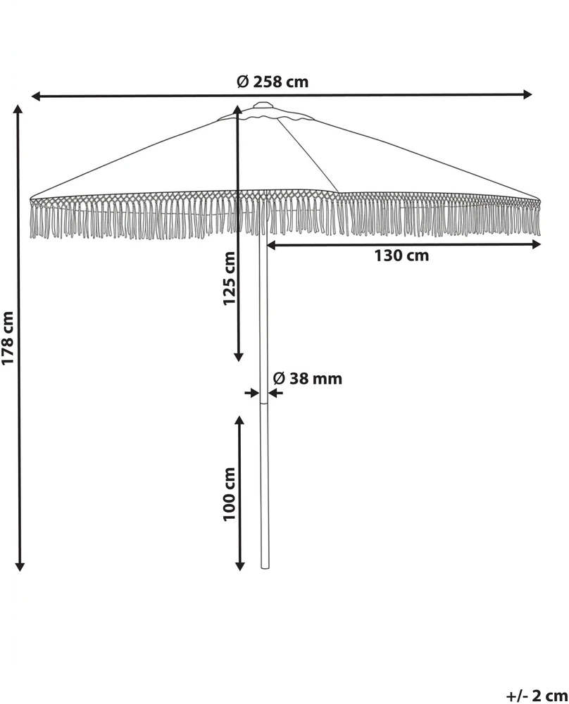 Beliani Sodo skėtis 258 cm MURASA baltas