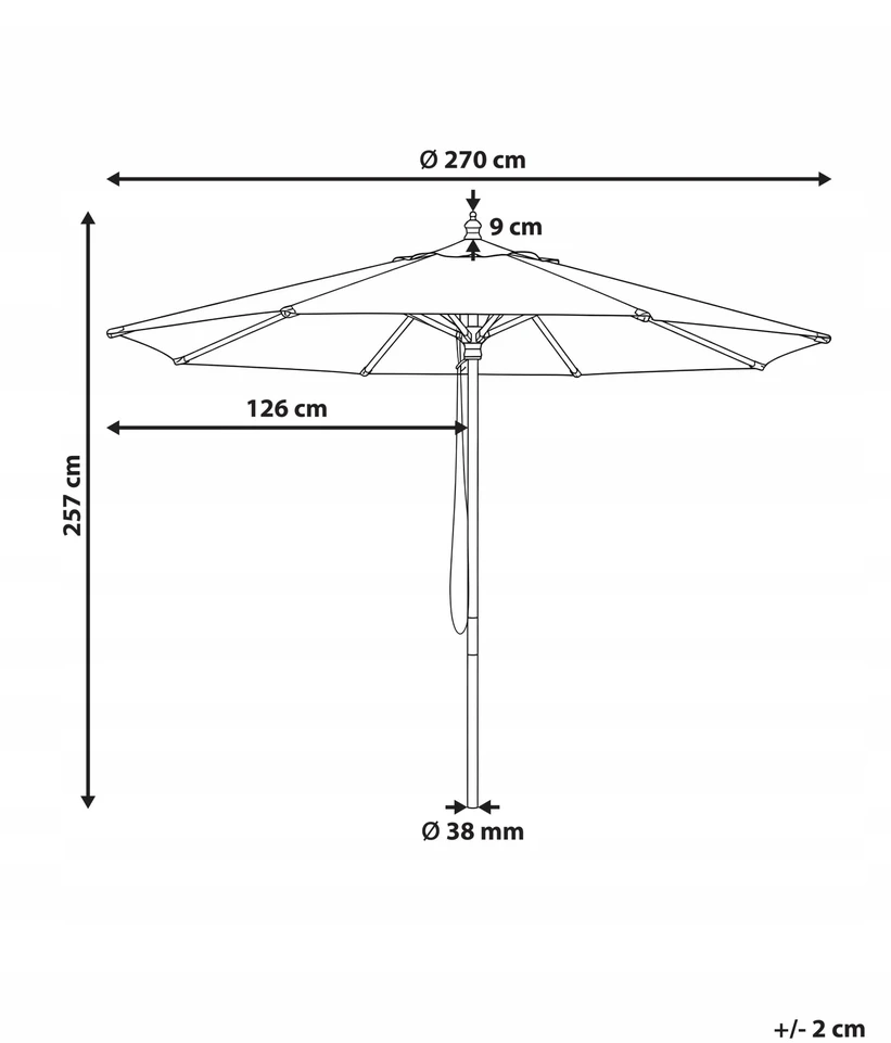 Beliani Sodo skėtis 270 cm TOSCANA rudas