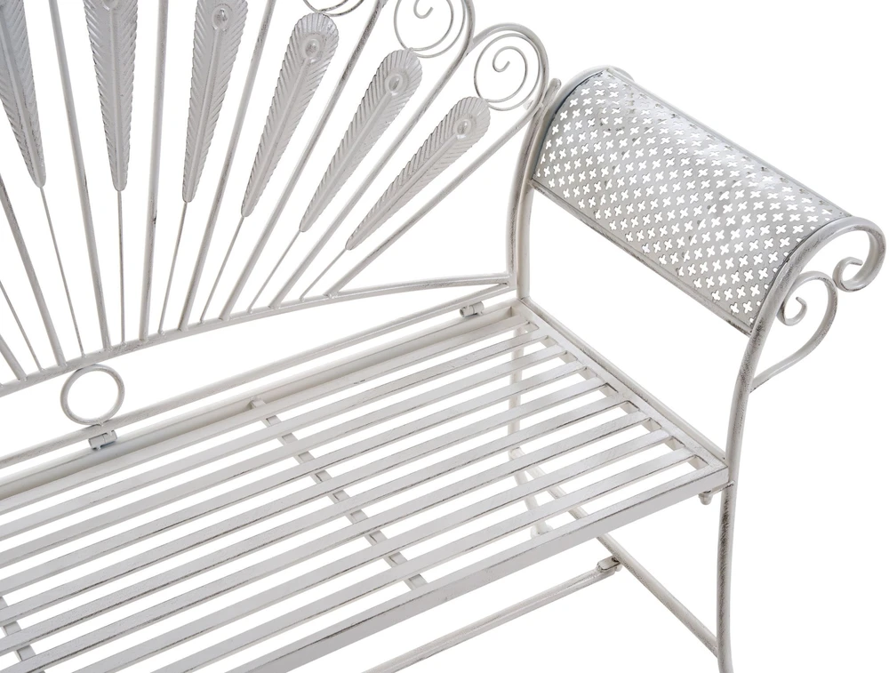 Beliani Sodo suoliukas PAVIA 146 cm metalinis, balkšva spalva