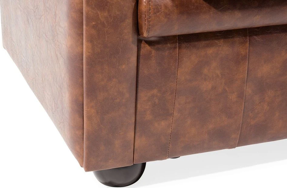Beliani Trivietė sofa CHESTERFIELD dirbtinė oda aukso ruda
