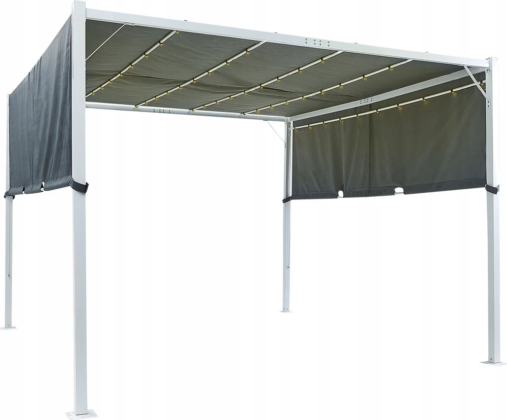 Beliani Sodo paviljonas LED PARGA metalinis 310 cm 310 cm pilkas