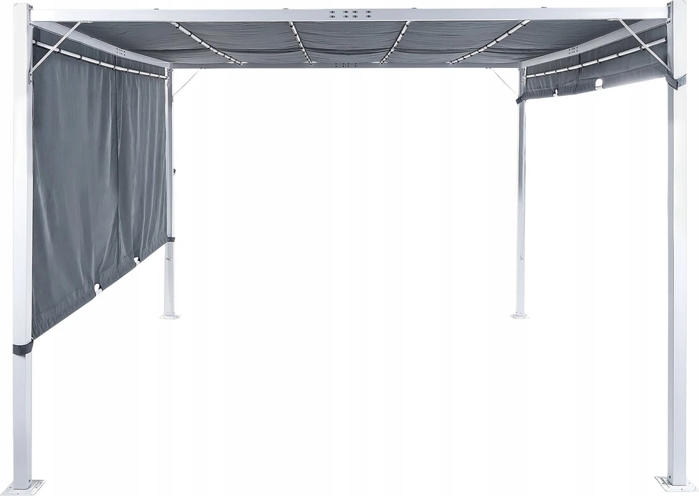 Beliani Sodo paviljonas LED PARGA metalinis 310 cm 310 cm pilkas