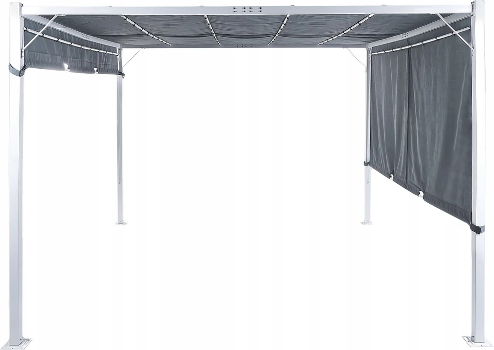 Beliani Sodo paviljonas LED PARGA metalinis 310 cm 310 cm pilkas