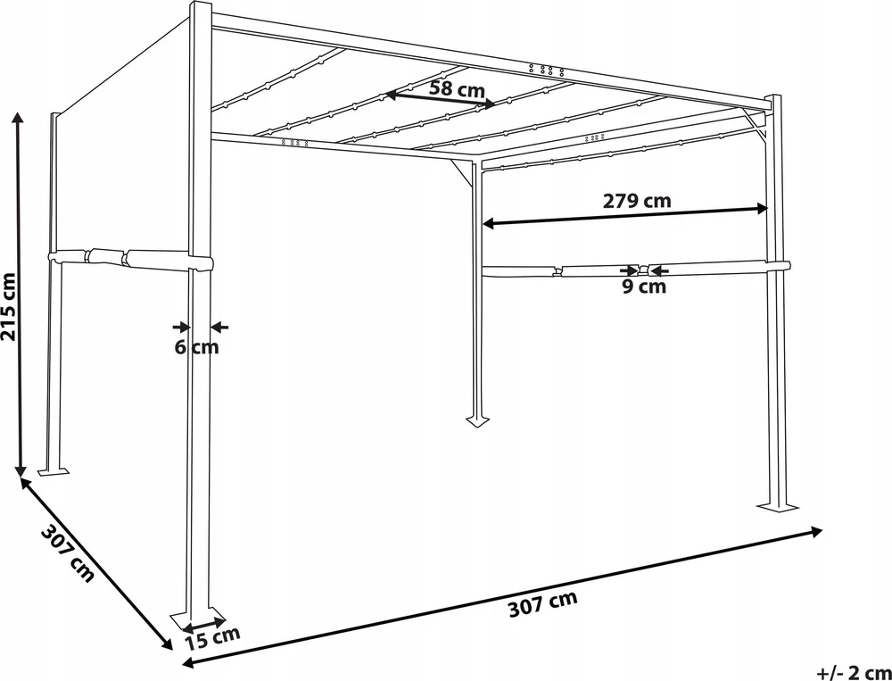 Beliani Sodo pavėsinė su LED apšvietimu PARGA metalinė 310 cm x 310 cm ruda