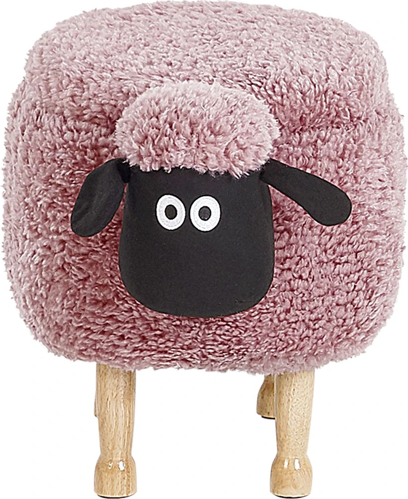 Beliani Gyvūno formos pufas su daiktadėže SHEEP rožinis avinėlis