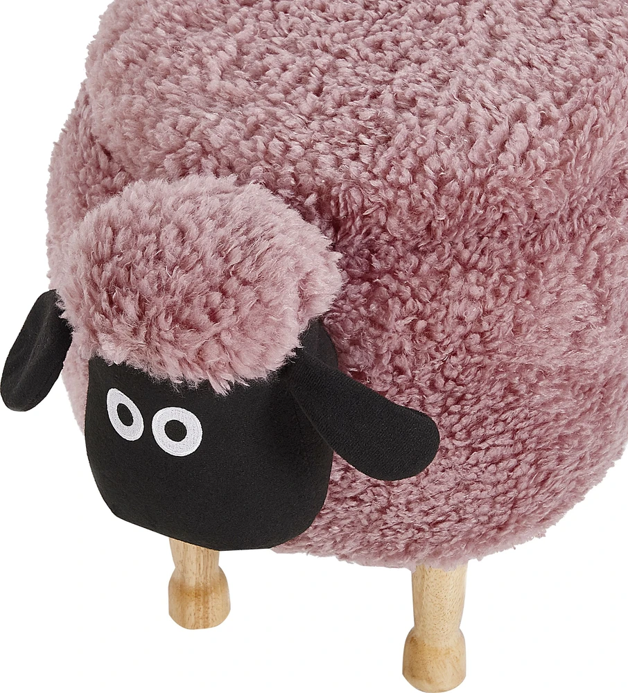 Beliani Gyvūno formos pufas su daiktadėže SHEEP rožinis avinėlis