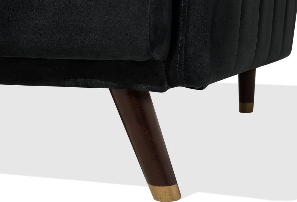 Beliani Trivietė išskleidžiama sofa SENJA, veliūras, juoda