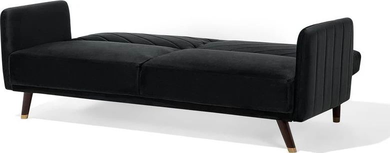 Beliani Trivietė išskleidžiama sofa SENJA, veliūras, juoda