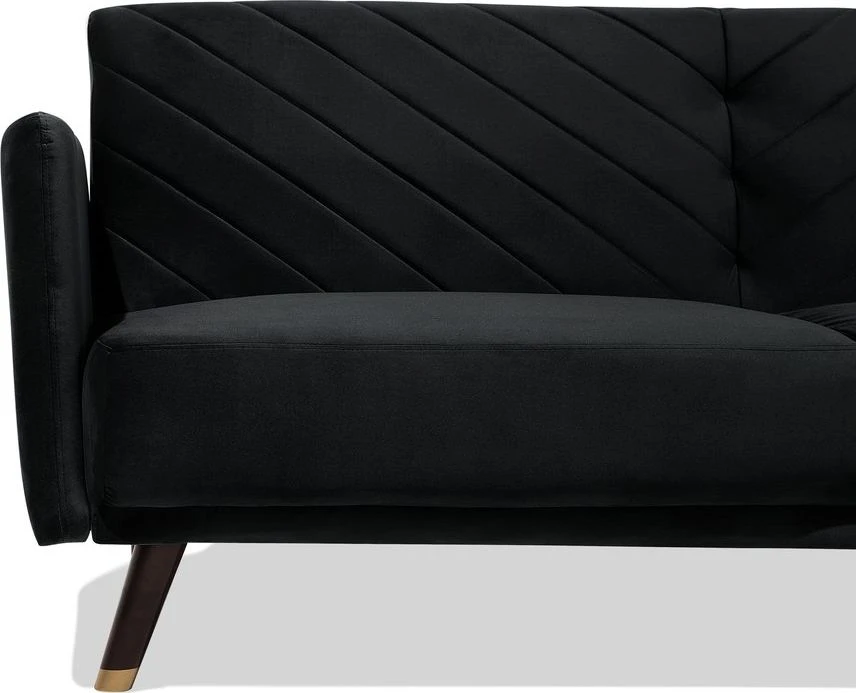 Beliani Trivietė išskleidžiama sofa SENJA, veliūras, juoda