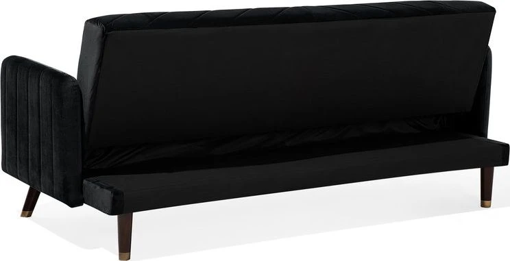 Beliani Trivietė išskleidžiama sofa SENJA, veliūras, juoda