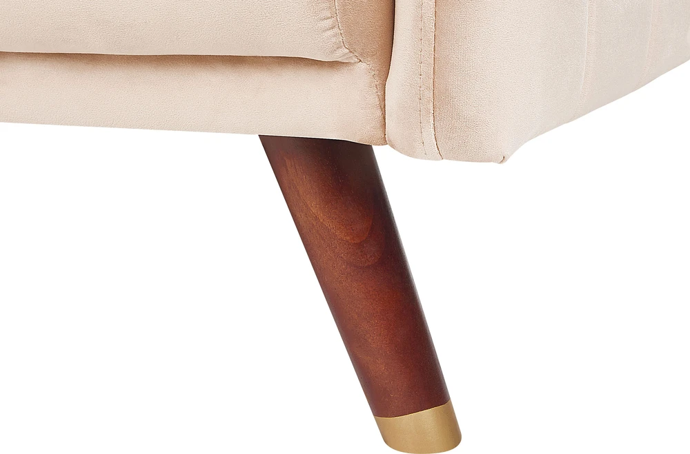 Beliani Trivietė išskleidžiama sofa SENJA, veliūras, smėlio spalvos