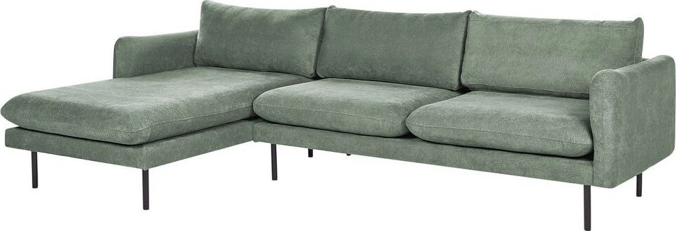 Beliani 4 vietų kampinė sofa VINTERBRO šviesiai žalia, dešininė