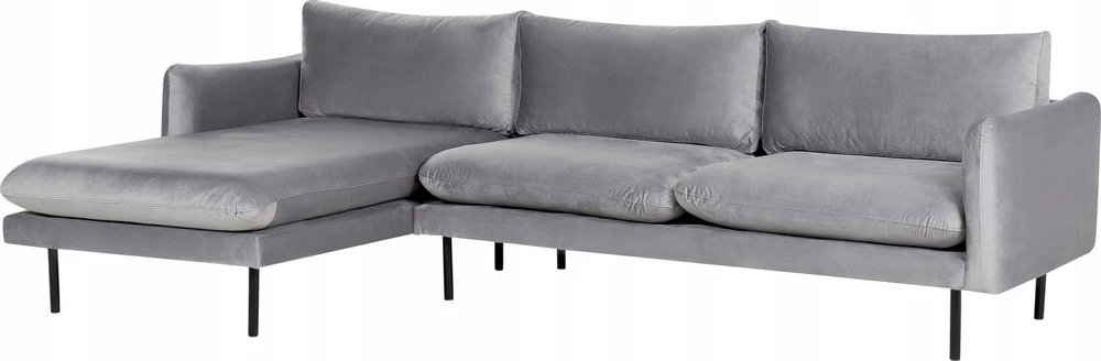 Beliani 4 vietų kampinė sofa VINTERBRO, veliūrinė, pilka, dešininė