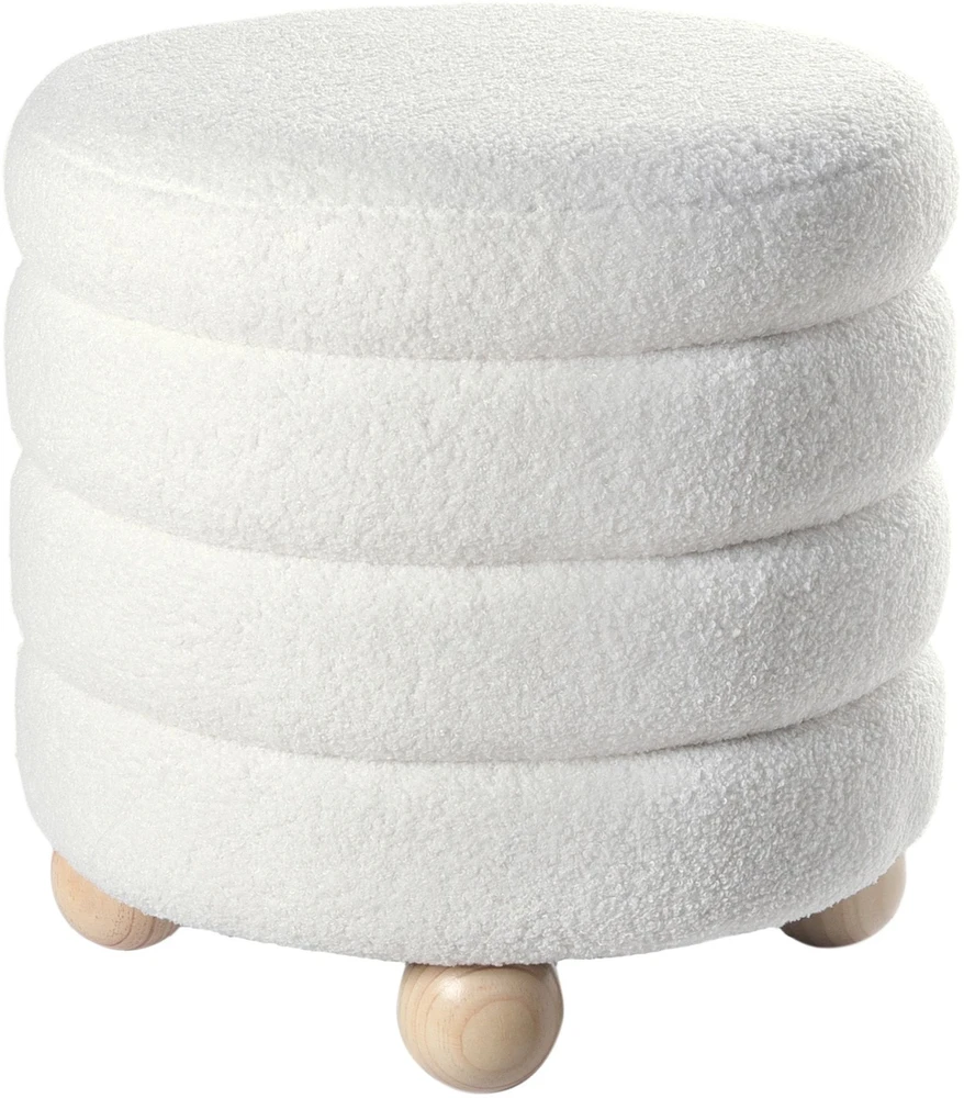Beliani Pufas CHILLY Boucle, kreminės baltos spalvos