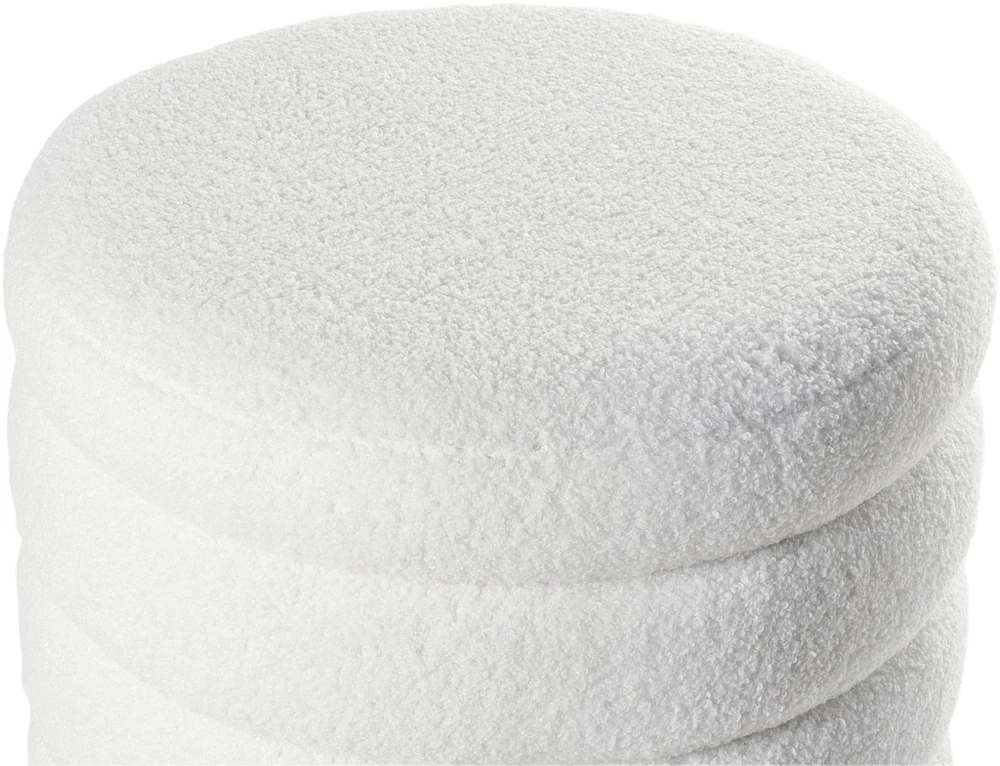 Beliani Pufas CHILLY Boucle, kreminės baltos spalvos