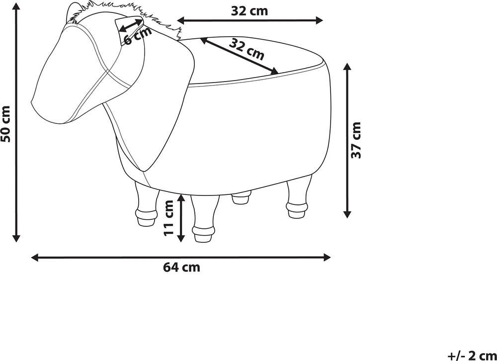 Fotelis Beliani Gyvūno formos pufas HORSE dirbtinė oda šviesiai rudas arkliukas