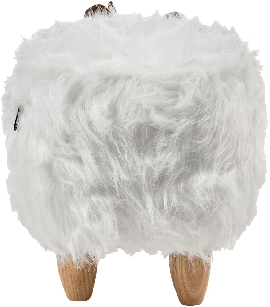 Fotelis Beliani Pufas gyvūnas WOOLLY dirbtinis kailis baltas raganosis