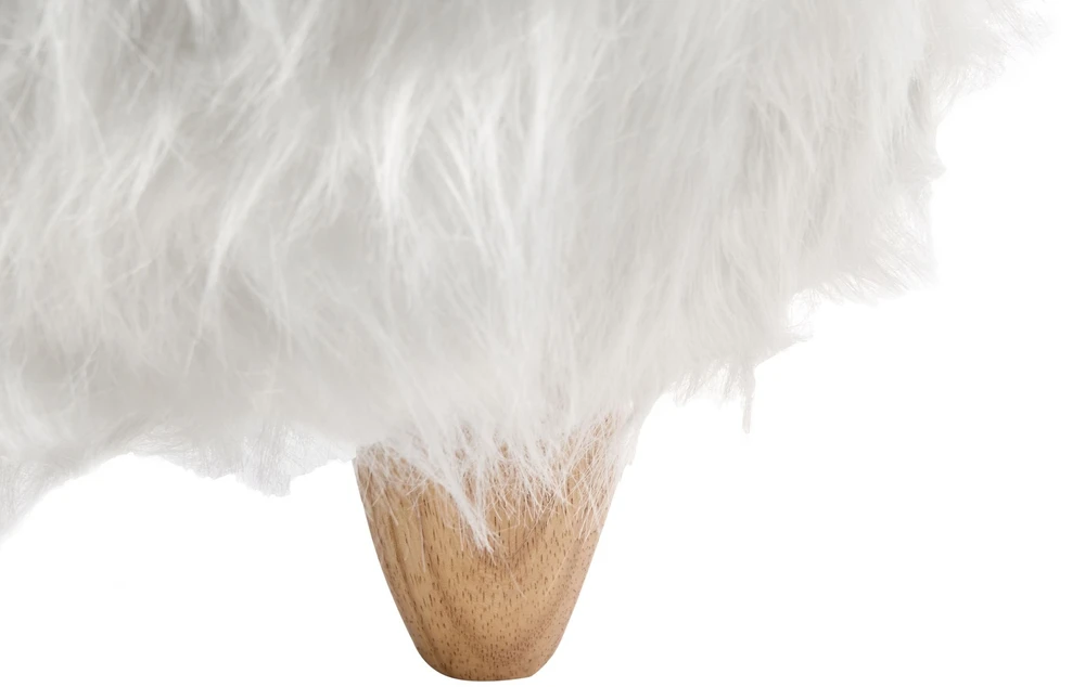 Fotelis Beliani Pufas gyvūnas WOOLLY dirbtinis kailis baltas raganosis