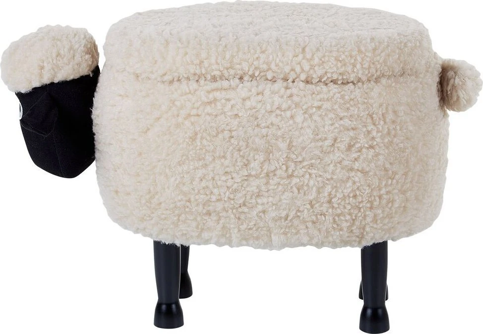 Beliani Gyvūno formos pufas su daiktadėže SHEEP šviesiai smėlio spalvos avytė
