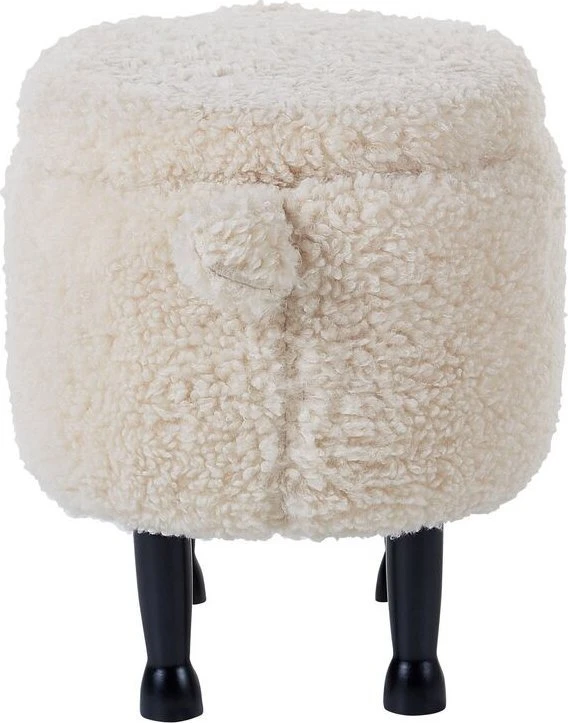 Beliani Gyvūno formos pufas su daiktadėže SHEEP šviesiai smėlio spalvos avytė