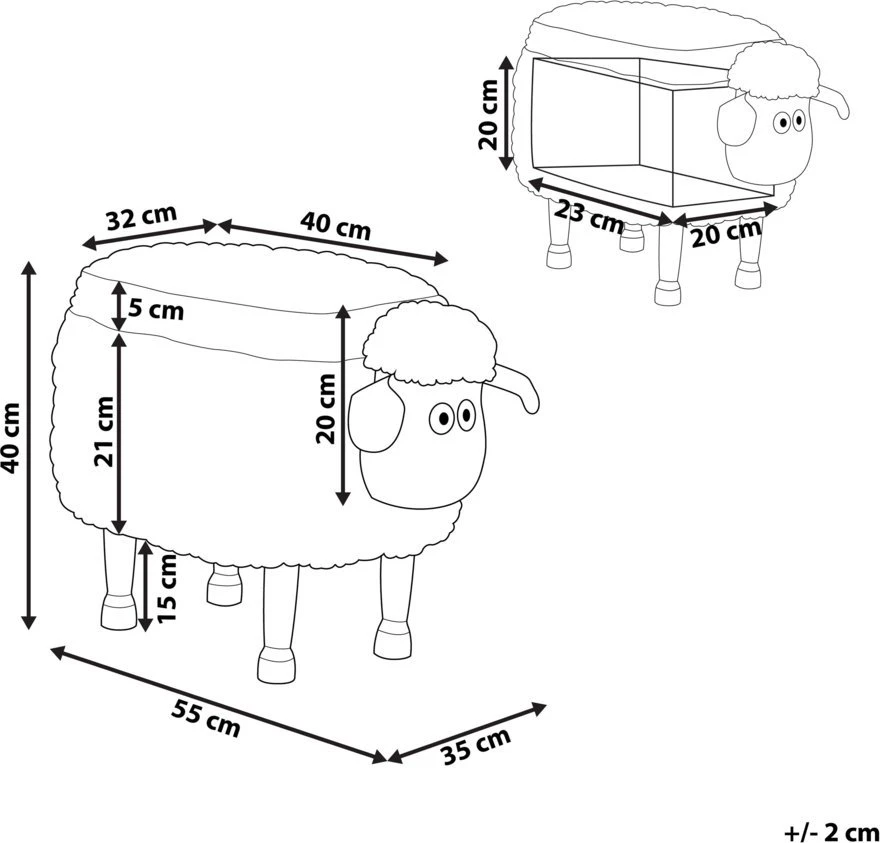 Beliani Gyvūno formos pufas su daiktadėže SHEEP šviesiai smėlio spalvos avytė