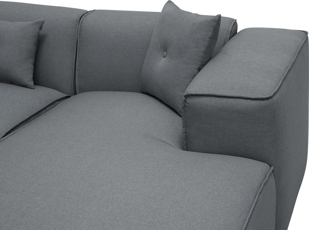 Beliani 3 vietų kampinė sofa DOLVA, tamsiai pilka, kairinė