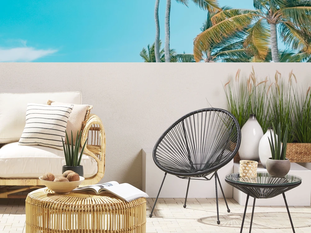 Beliani Sodo kėdė ACAPULCO II Technorattan Juoda