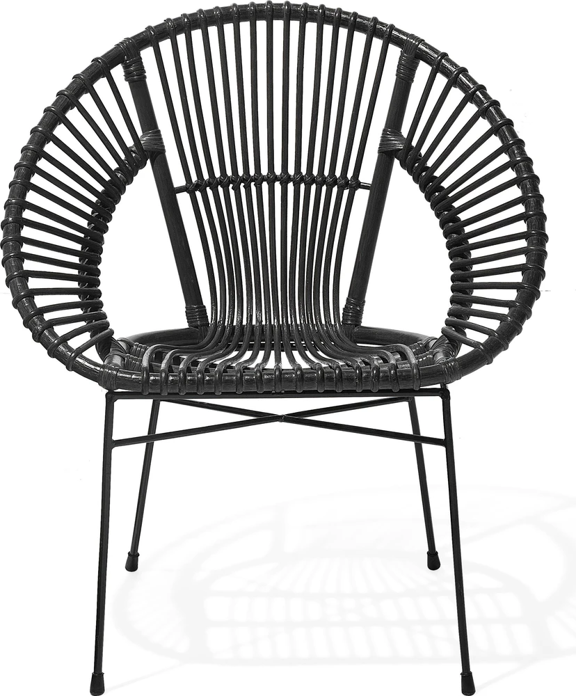 Beliani Valgomojo kėdė SARITA Rattan, juoda