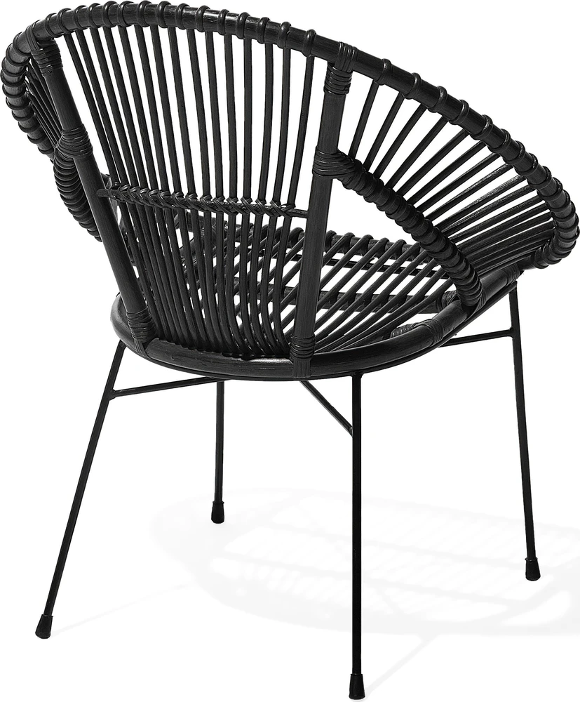 Beliani Valgomojo kėdė SARITA Rattan, juoda