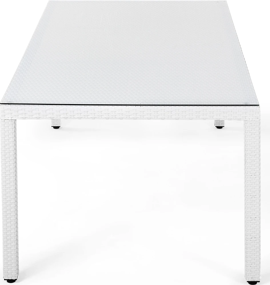 Beliani Sodo stalas ITALY 220 cm 100 cm stiklas baltas