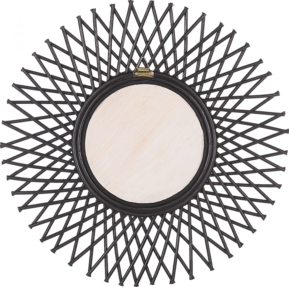 Beliani Sieninis veidrodis TAGOLU 60 cm Rattan Juodas