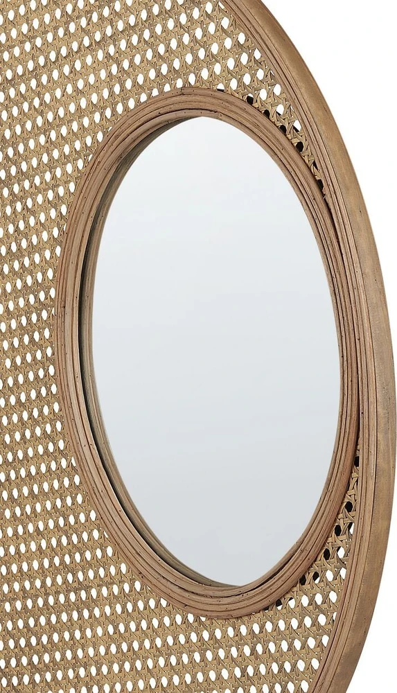 Beliani Sieninis veidrodis PALAU 60 cm rotango spalvos
