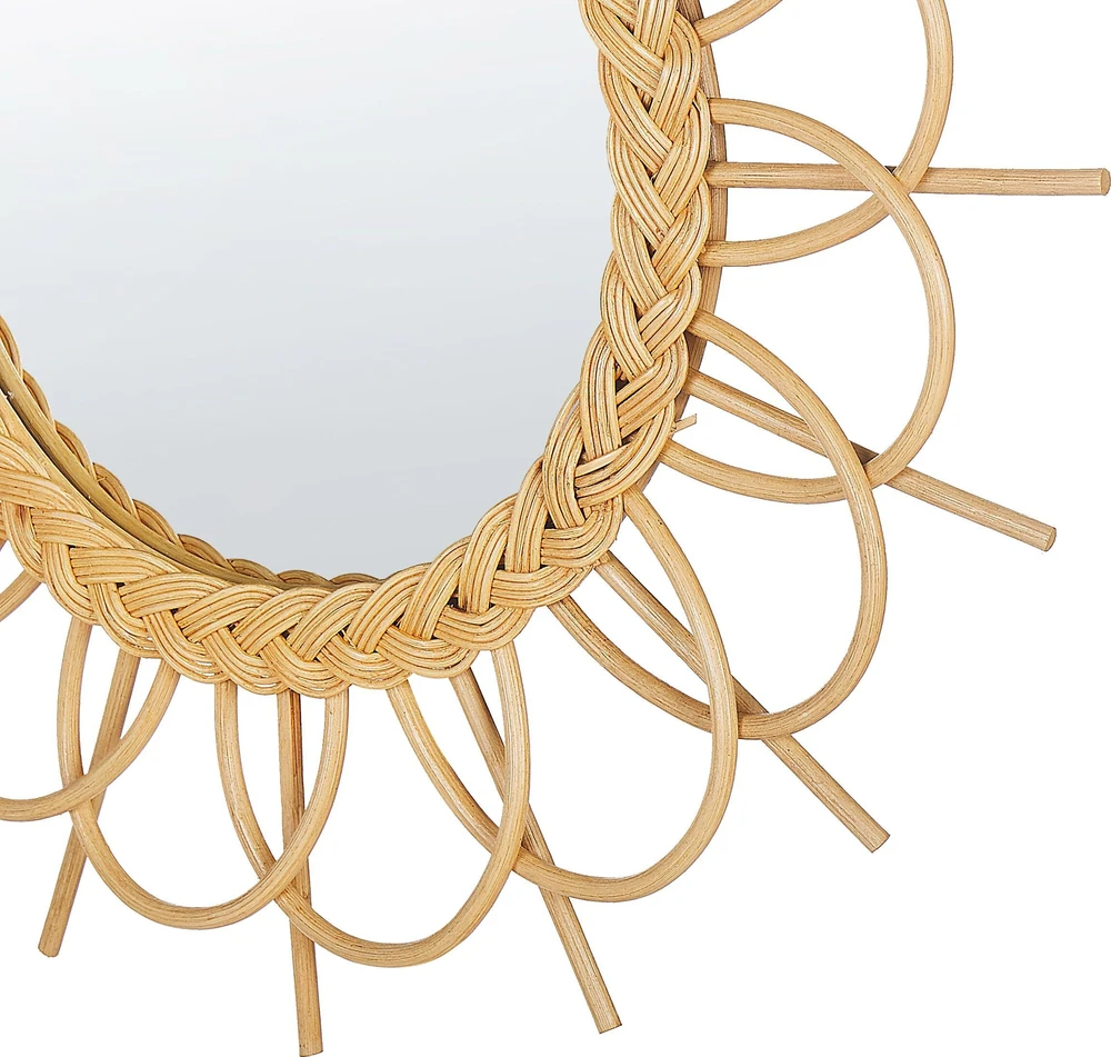 Beliani Sieninis veidrodis TELAKIA 60 cm Rattan natūralus
