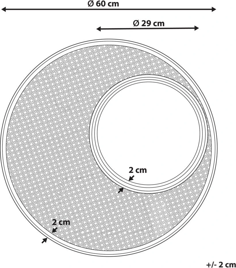 Beliani Sieninis veidrodis PALAU 60 cm rotango spalvos